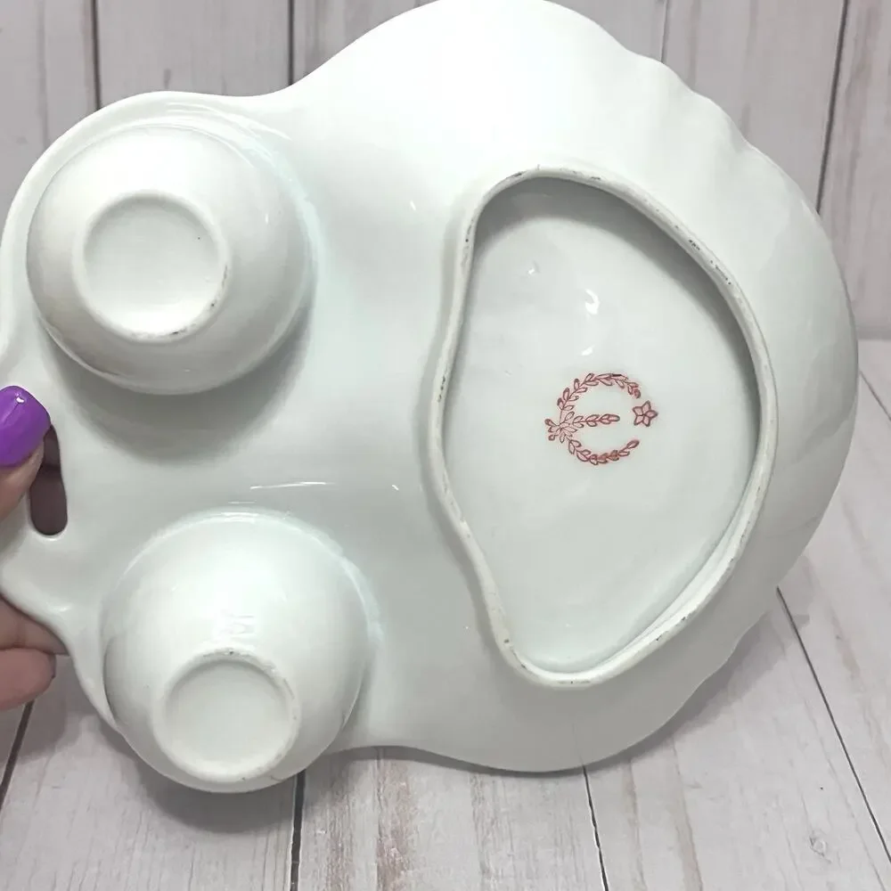 Vintage Divided Cream Sugar Dish Snack Serving Tray Procelain
